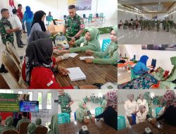 HUT ke-62 Dharma Pertiwi, Wanita TNI Kodim 0321/Rohil Antusias Berpartisipasi Dalam Kegiatan Donor Darah 
