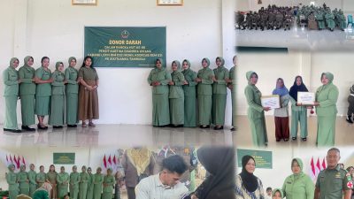 Sambut HUT ke-80 Persit KCK, Kodim 0321/Rohil Gelar Donor Darah